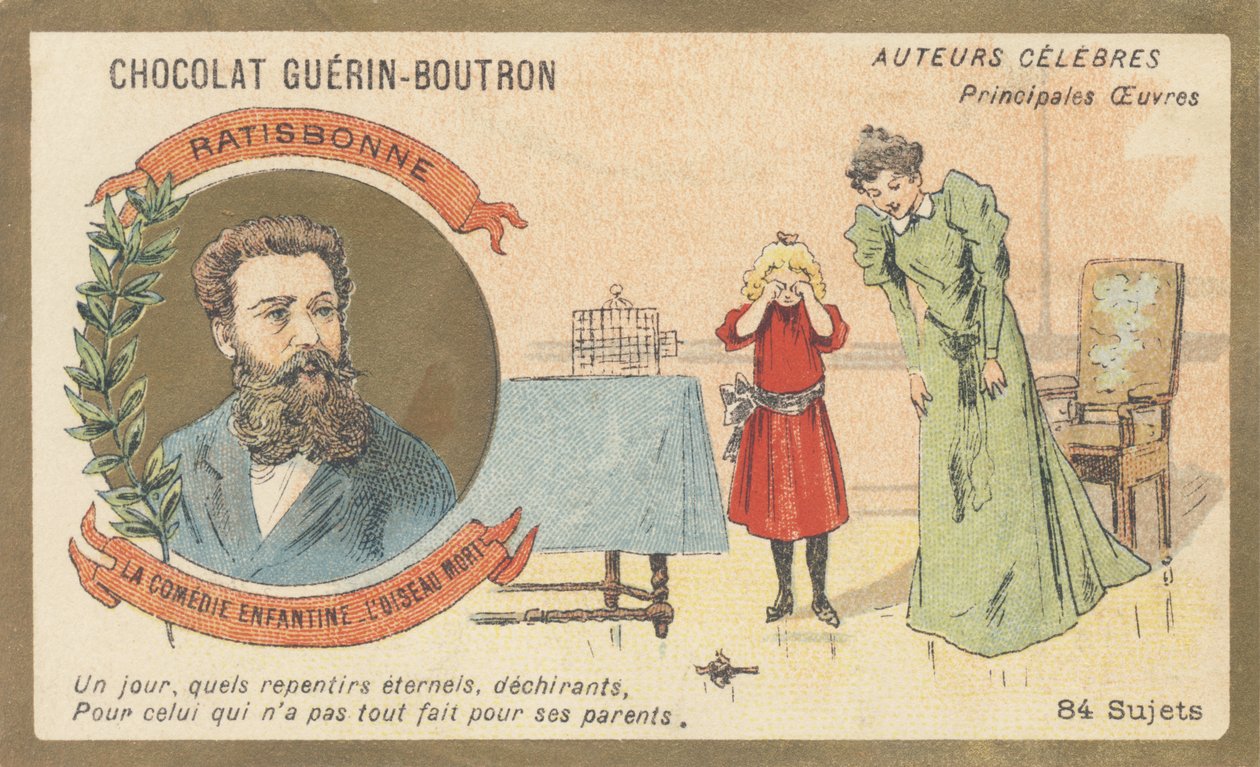 Louis Gustave Fortune Regensbonne (1827-1900), francuski literat, autor „La comedie enfantine — L’oiseau mort” (1861) autorstwa French School