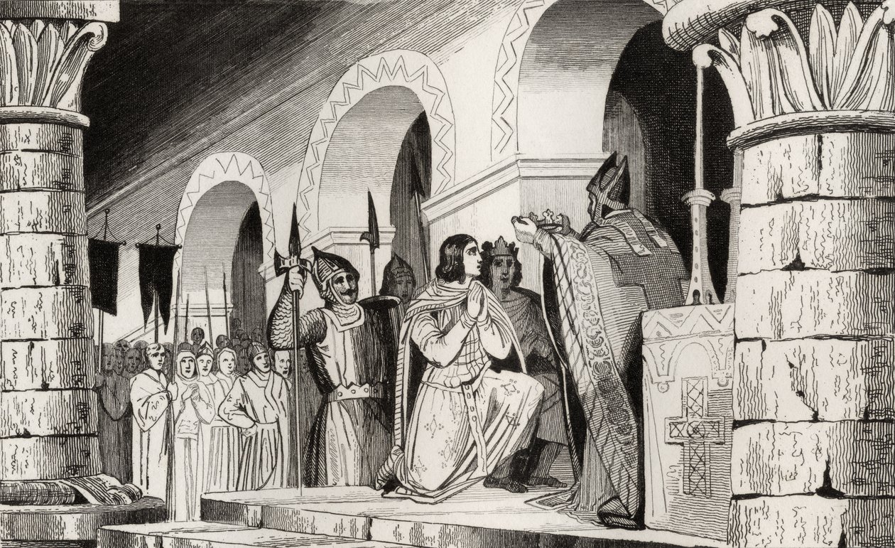 Ludwik III (863-82) i Carloman (865-84) koronowani razem, z „Histoire de France” Colarta, wydana ok. 1840 autorstwa French School