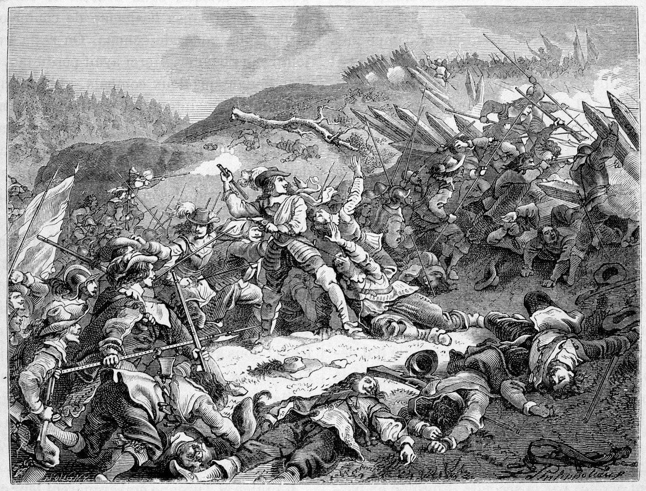 Ludwik II Burbon, książę Conde (Bourbon-Conde) (Grand Conde) (1621-1686) w bitwie pod Fryburgiem (1644). autorstwa French School