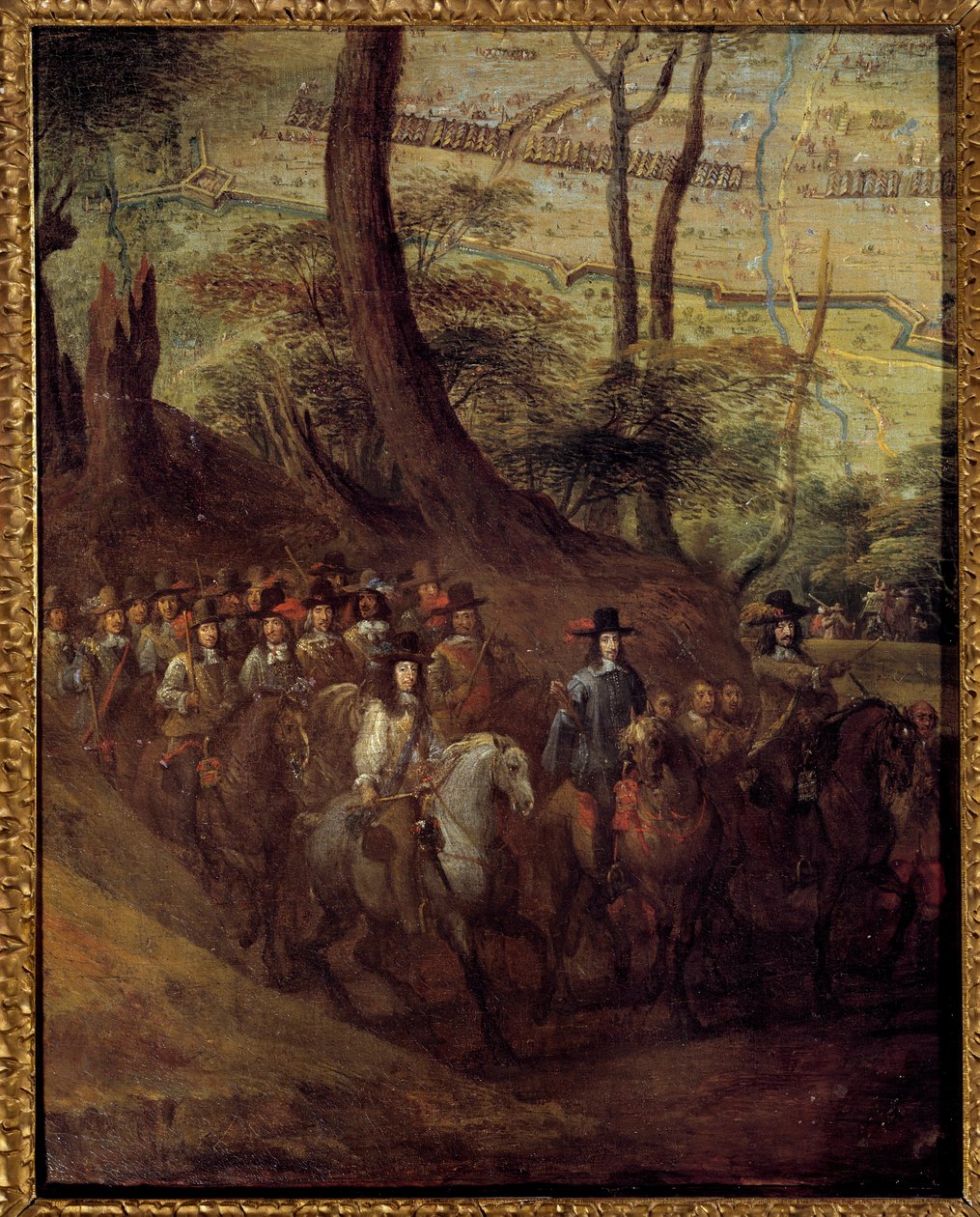 Ludwik II Burbon, książę Conde (Bourbon-Conde) (Grand Conde) (1621-1686) lub książę Enghien, oblegający miasto Malarstwo szkoły francuskiej z XVII wieku. Słońce 0,73x0,58 m² autorstwa French School
