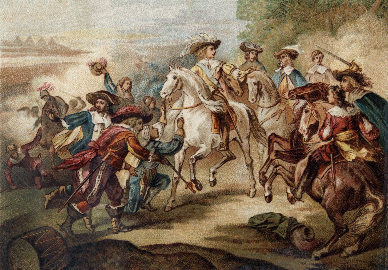 Ludwik II Burbon, książę Conde (Bourbon-Conde) (Grand Conde) (1621-1686) do „”Rocroy”” (Rocroi). Chromolitografia. autorstwa French School