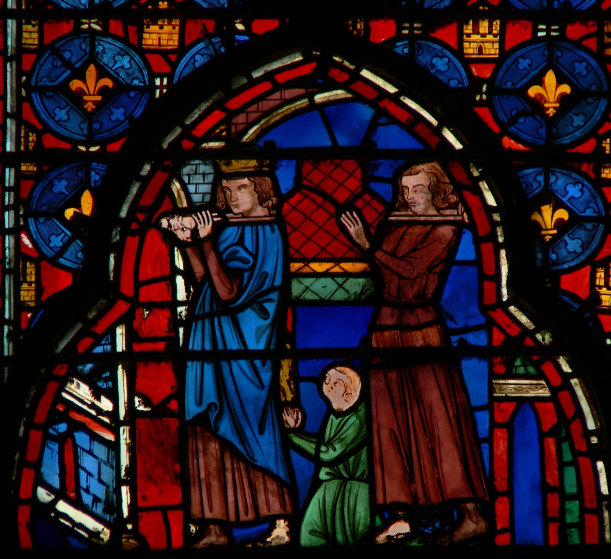 Ludwik IX niosący relikwie do Sainte-Chapelle, w asyście Roberta Dartois, 1246-48 autorstwa French School