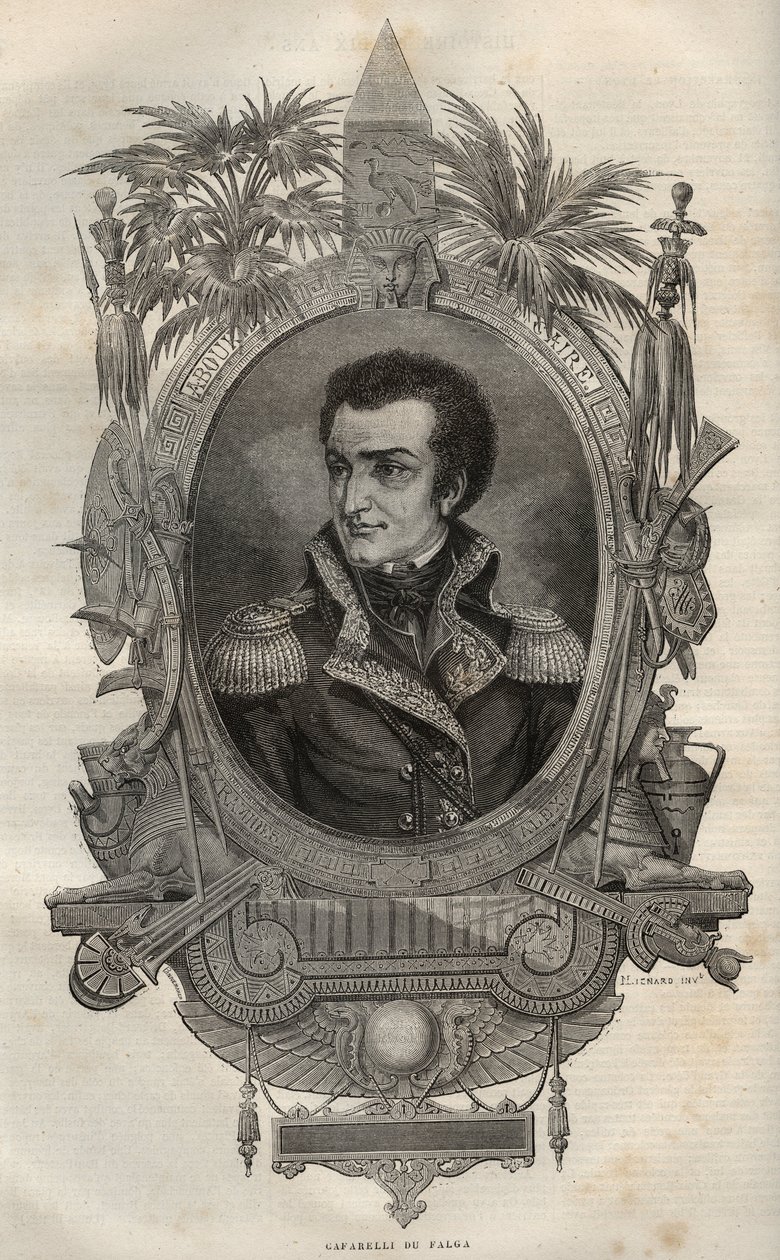 Louis Marie Maximilien de Caffarelli du Falga (1756-1799) francuski generał podczas rewolucji francuskiej - - Grawerowanie w Nowej Encyklopedii Narodowej Maurice