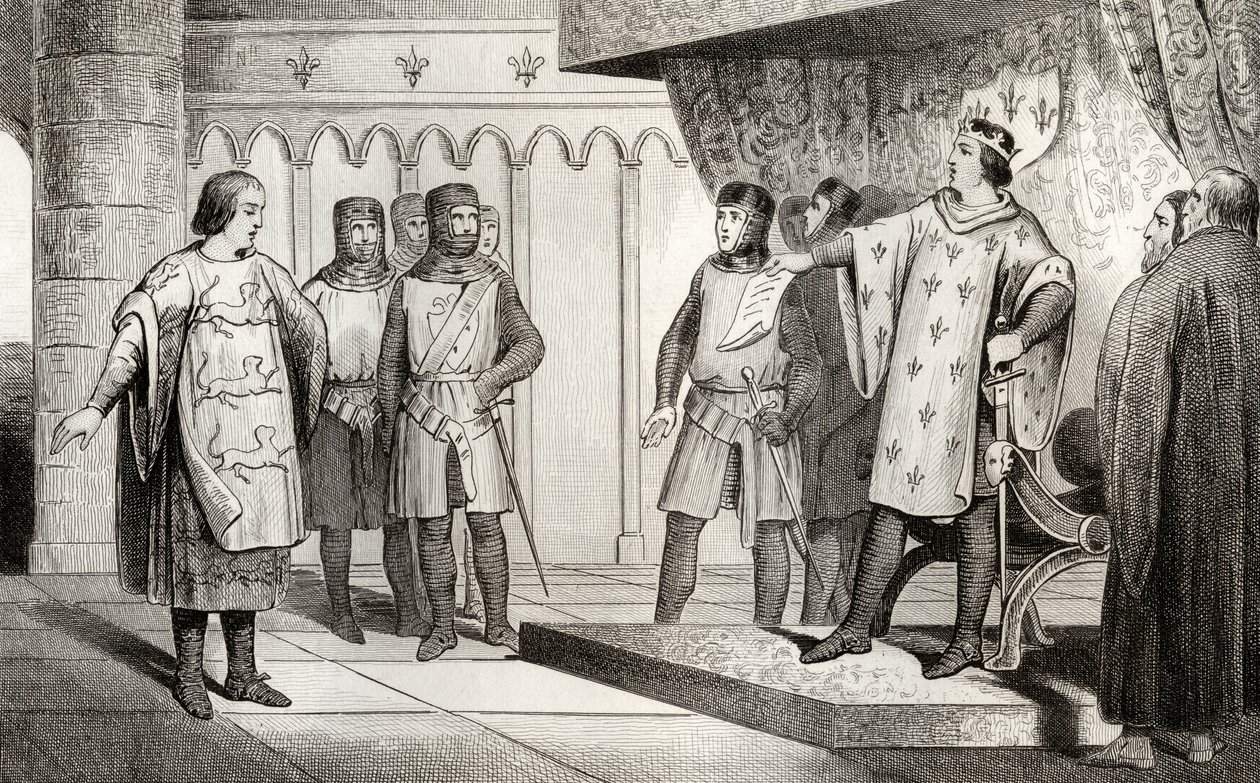 Liudvikas VIII (1187–1226) Liūtas priima pasiuntinį iš savo priešo Henriko III (1207–1272) iš Anglijos, iš Colarto „Histoire de France“, išleisto apie 1840 m. autorstwa French School
