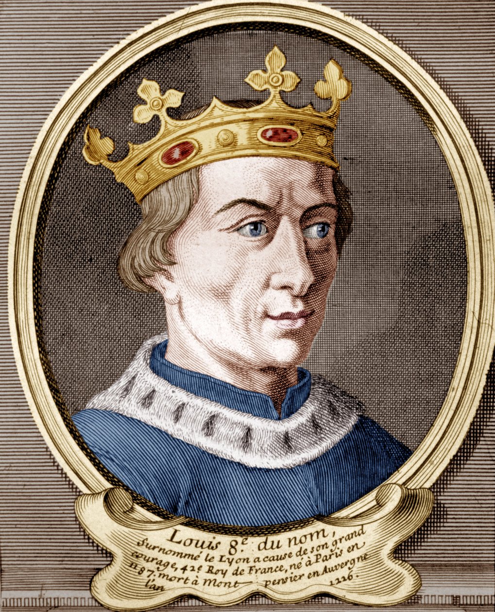 Ludwik VIII, król Francji (kolorowy grawerunek) autorstwa French School