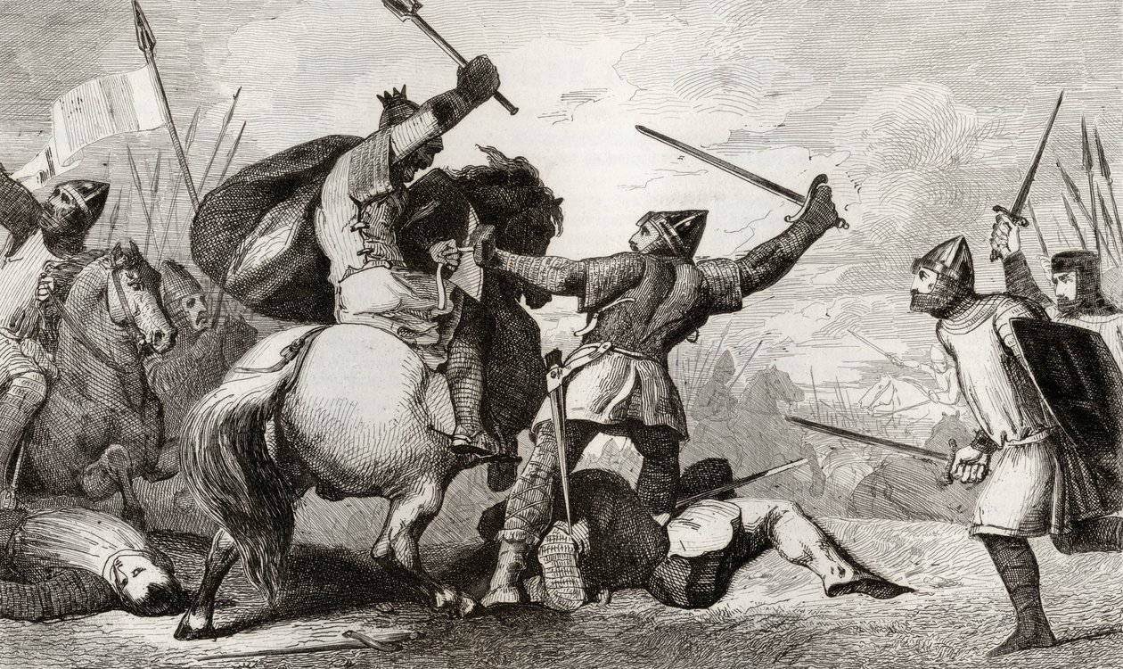 Ludwik VI (1081-1137) Wielki walczy z Anglikami w bitwie pod Brenneville, z „Histoire de France” Colarta, wydanej ok. 1840 r. autorstwa French School