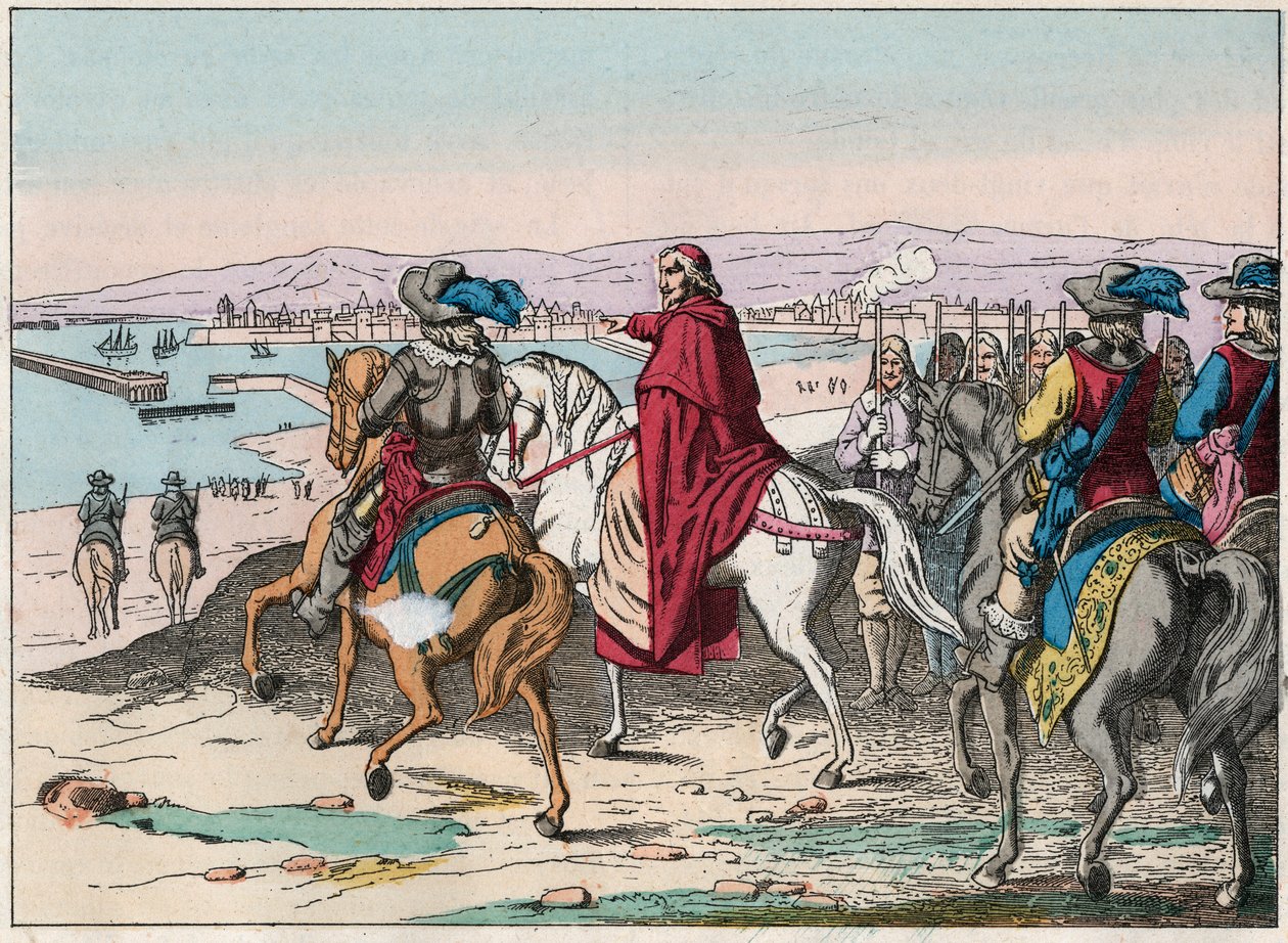 Ludwik XIII (1601-1643) i kardynał Richelieu w siedzibie La Rochelle, place d