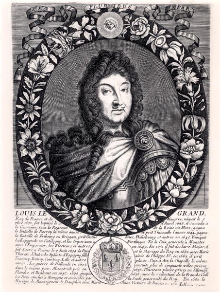 Ludwik XIV (1638-1715) król Francji, ok. 1680 (rycina) (zdjęcie czarno-białe) autorstwa French School