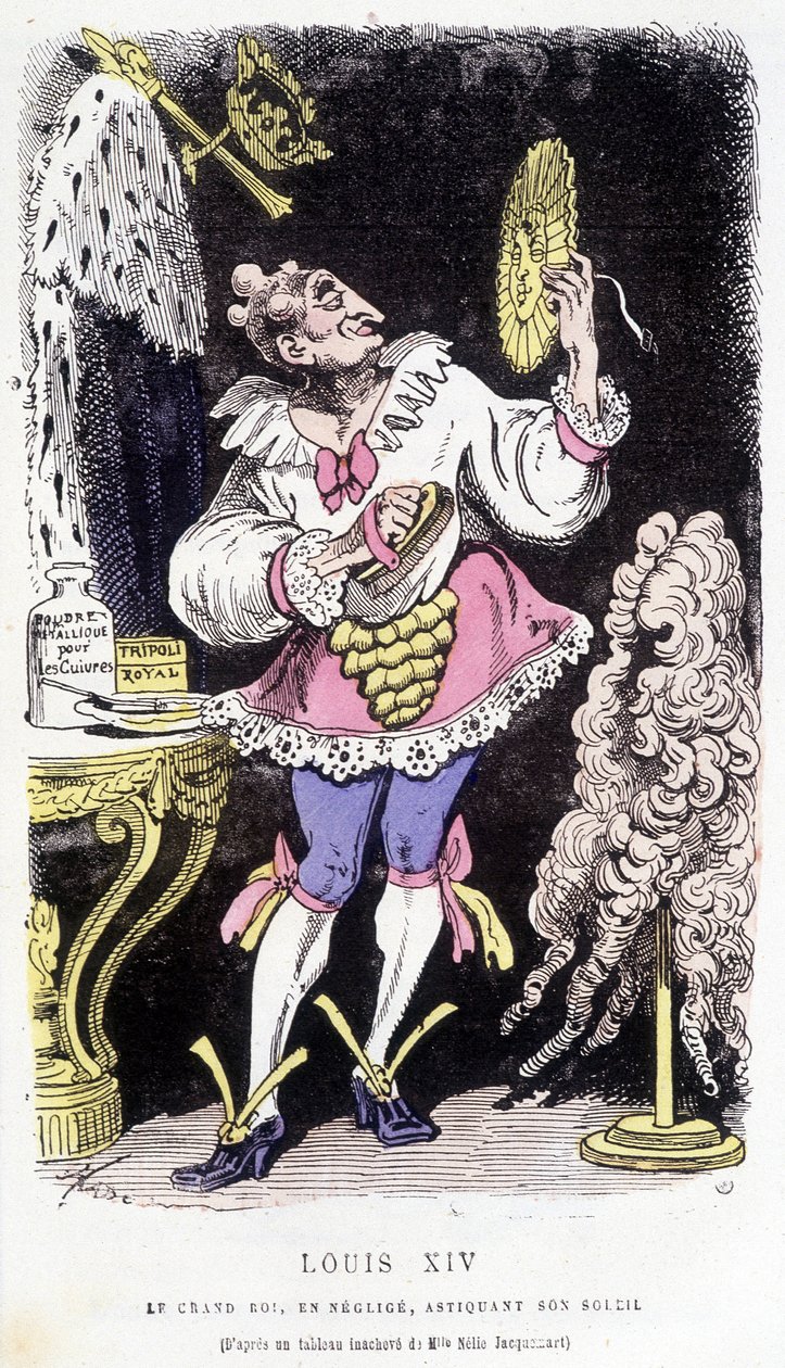 Ludwik XIV: wielki król, zaniedbany, wznoszący słońce - w „Histoire de France Tintamarresque” Touchatout autorstwa French School