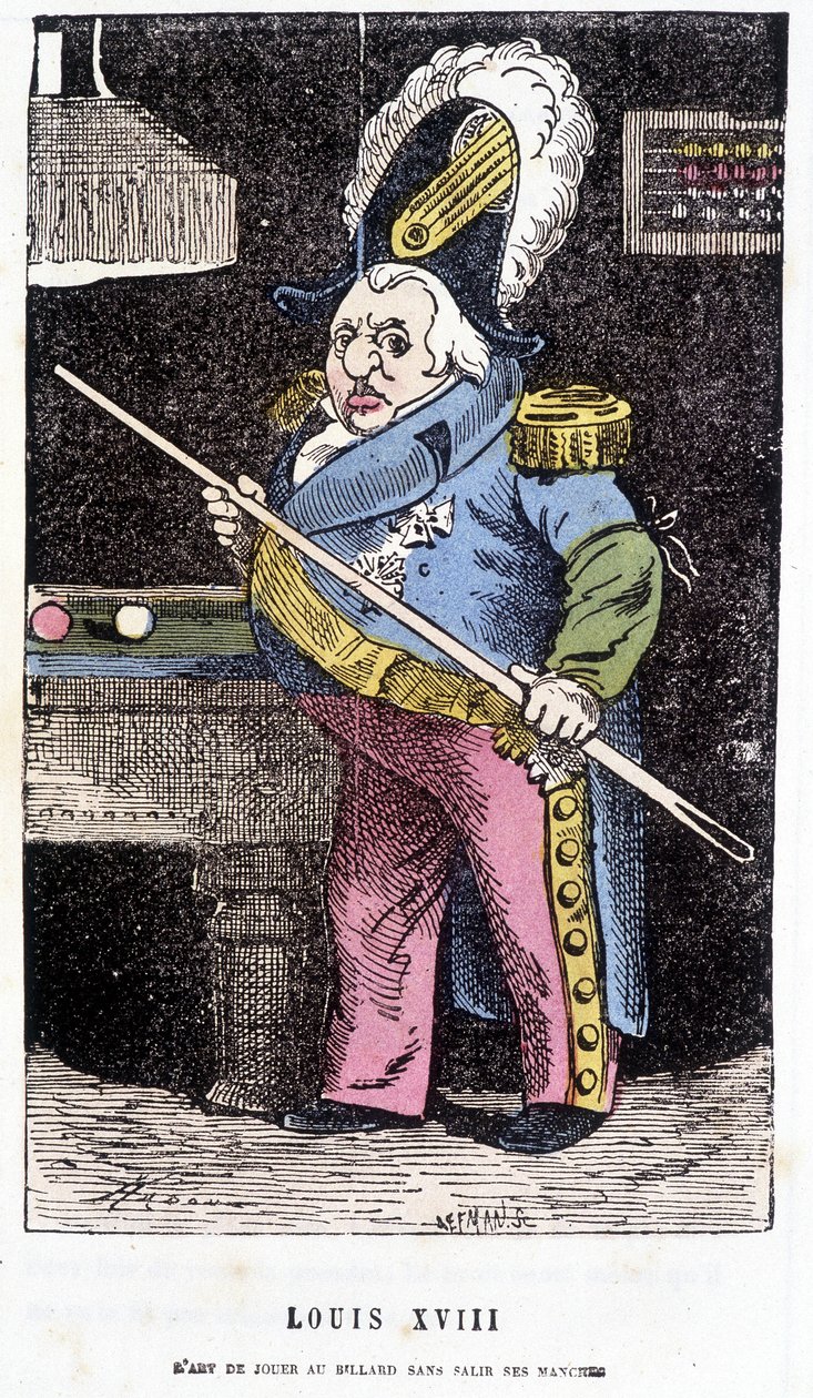 Ludwik XVIII gra w bilard - w „Histoire de France Tintamarresque” Touchatout autorstwa French School