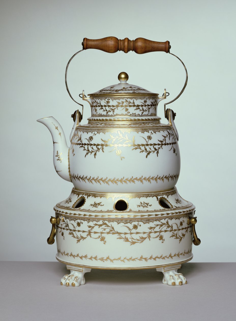 Czajnik i podstawka porcelanowa Ludwika XVI wykonane w Paryżu, ok. 1775-91 (porcelana) autorstwa French School