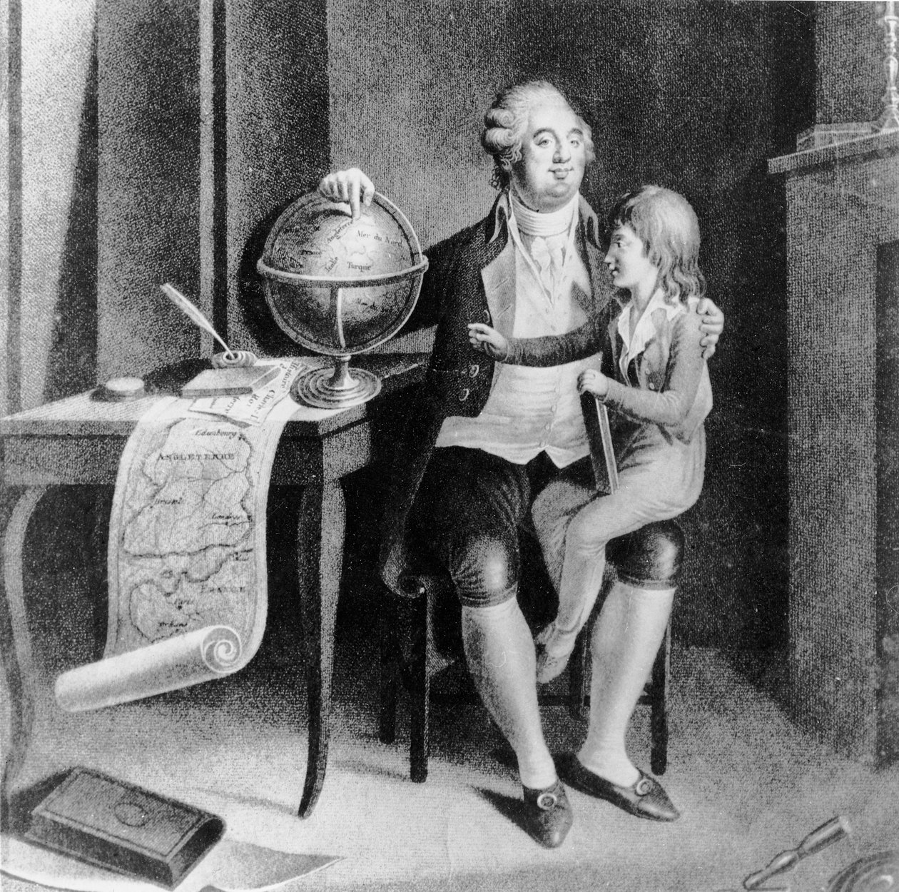 Ludwik XVI uczy delfina geografii (lit) autorstwa French School