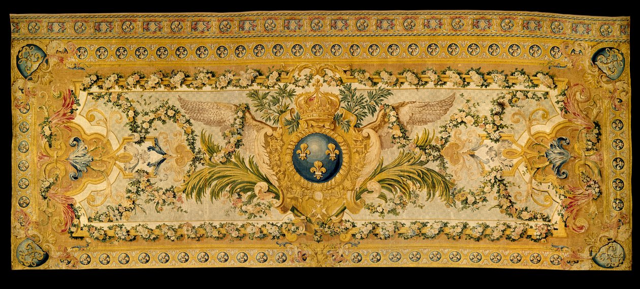 Meble Ludwika XV: dywan trybuny królewskiej kaplicy w Wersalu. Wykonane przez manufakturę Chaillot. 1759 Wersal, muzeum zamku. autorstwa French School