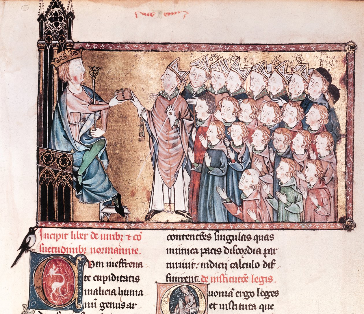 Ludwik X (1289-1316) Uparty nadający prawa Normanom, z Le Grand Coutumier de Normandie, c.1340 autorstwa French School