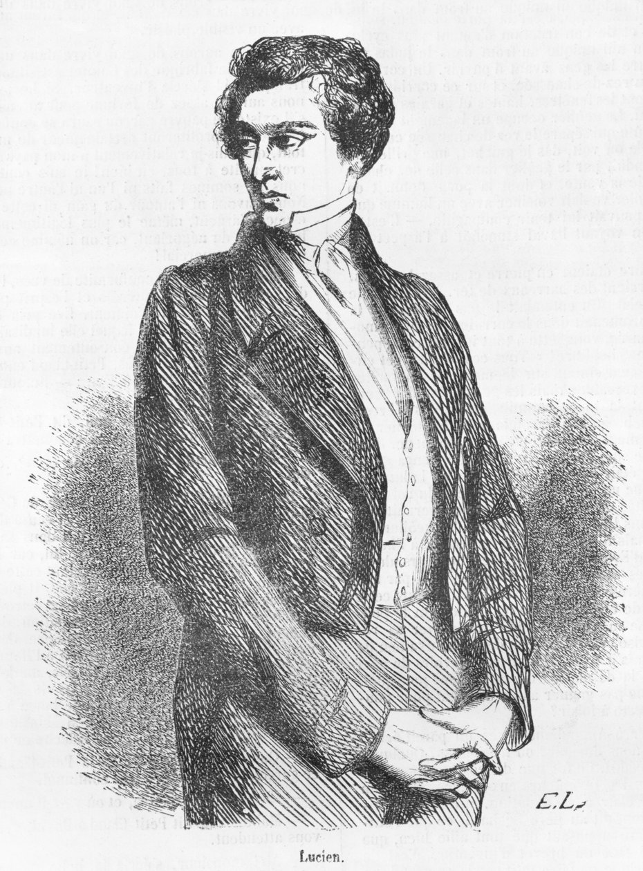 Lucien de Rubempre, ilustracja z „Les Illusions perdues” Honore de Balzac, wyd. Michel Levy Freres, 1867 (rycina) (fot. bw) autorstwa French School