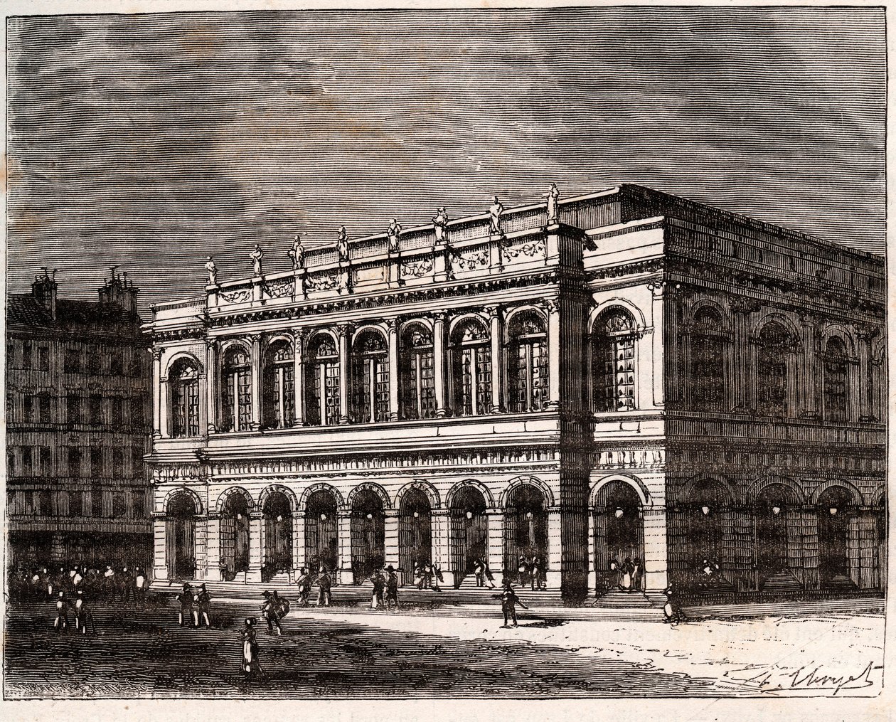 Lyon: Teatr Le Grand - rycina w „La France illustree: geografia, historia, administracja statystyczna” autorstwa V.A. Słodowo-Brązowy. 1884 autorstwa French School