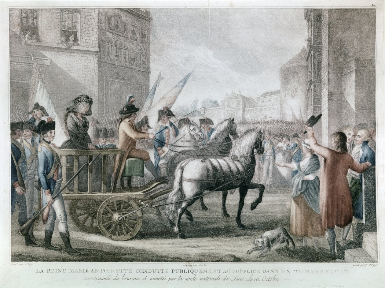 MARIE-ANTOINETTE prowadzona na gilotynę, 16 października autorstwa French School