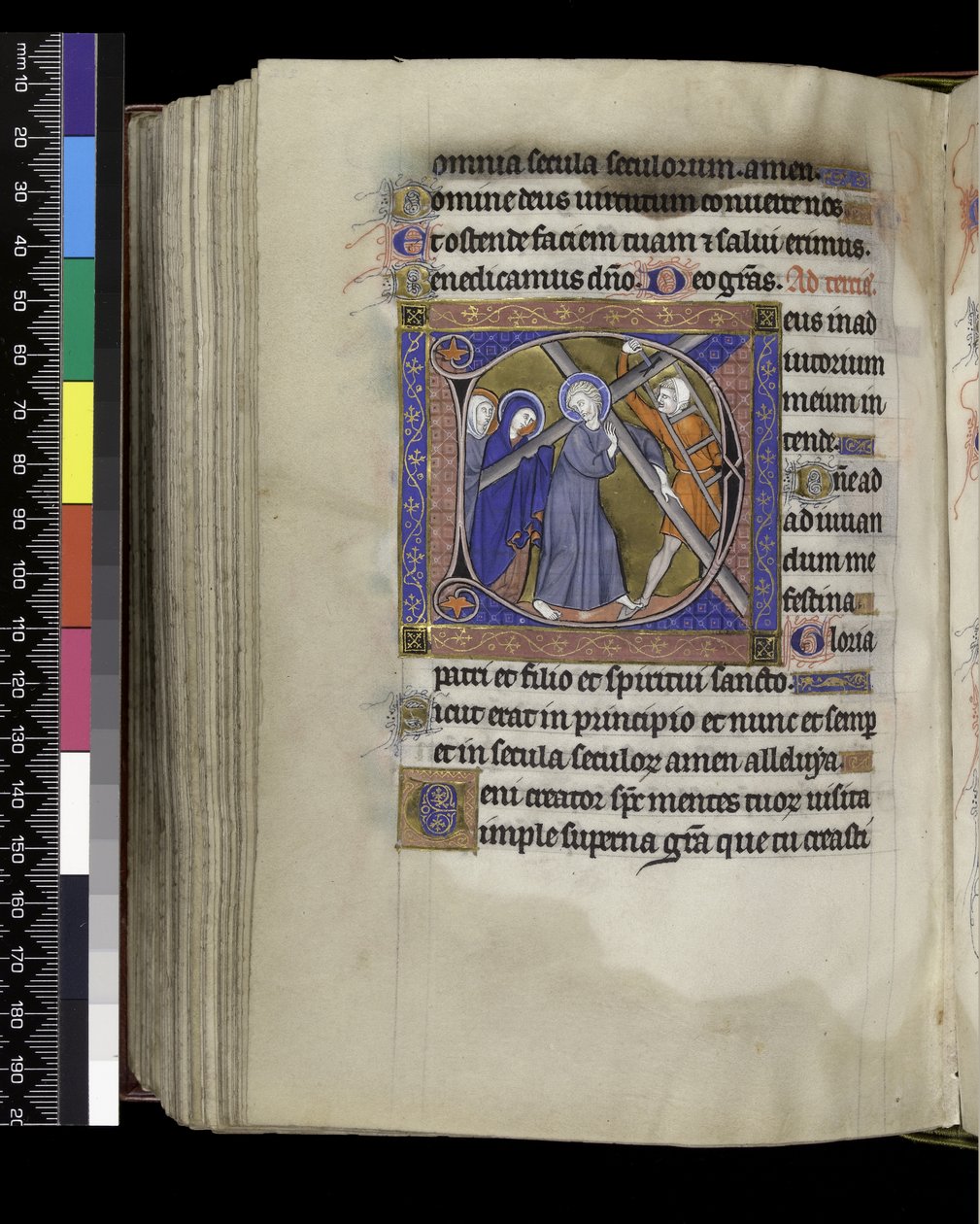 MS 300 f.212v, Terce, z Psałterza i Godzin Izabeli Francuskiej, Paryż, ok. 1265-70 (pióro i tusz oraz tempera na pergaminie) autorstwa French School