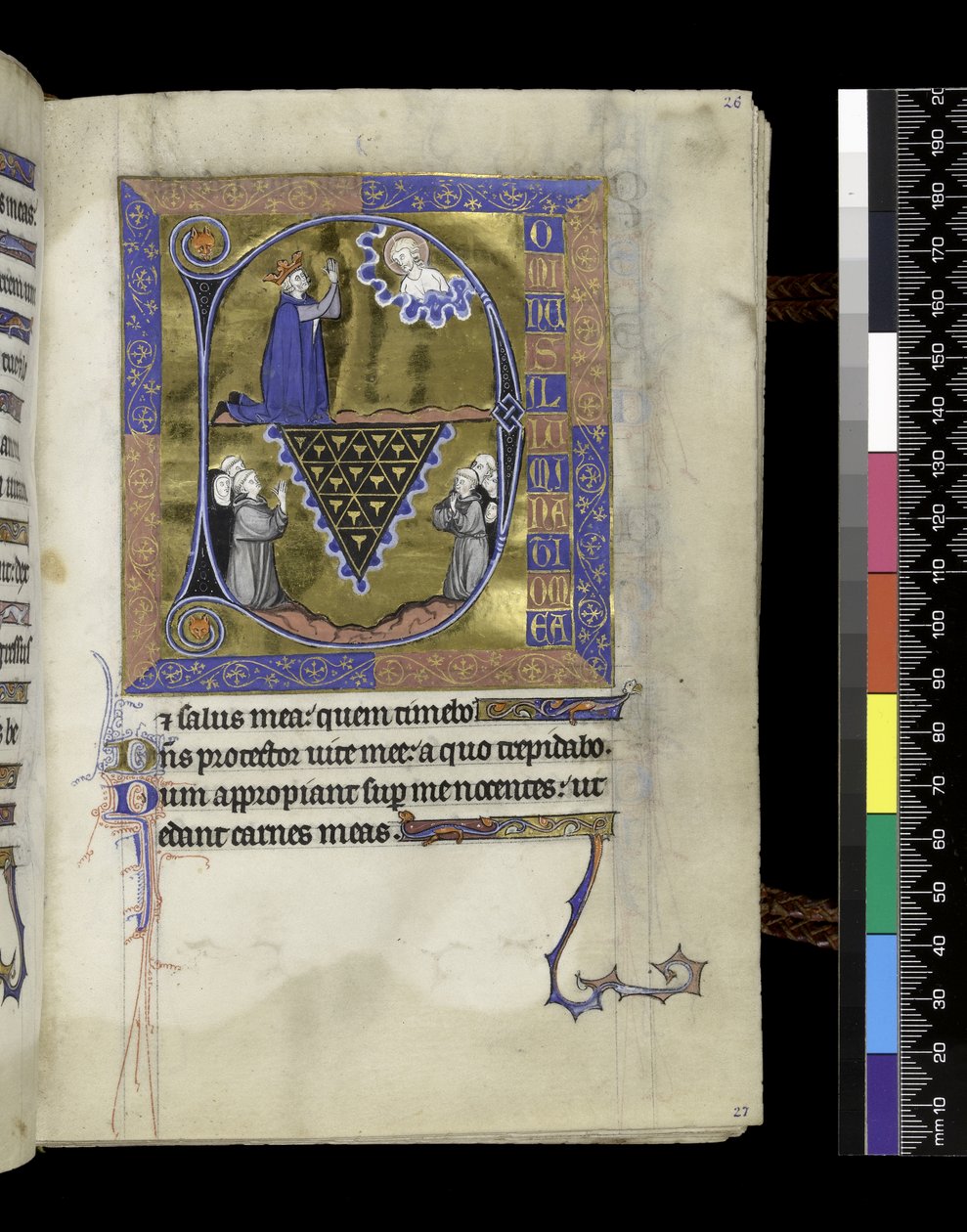 MS 300 f.26r, Dawid modli się do Boga, folio z Psałterza i Godzin Izabeli Francuskiej, Paryż, ok. 1265-70 (pióro i tusz oraz tempera na pergaminie) autorstwa French School