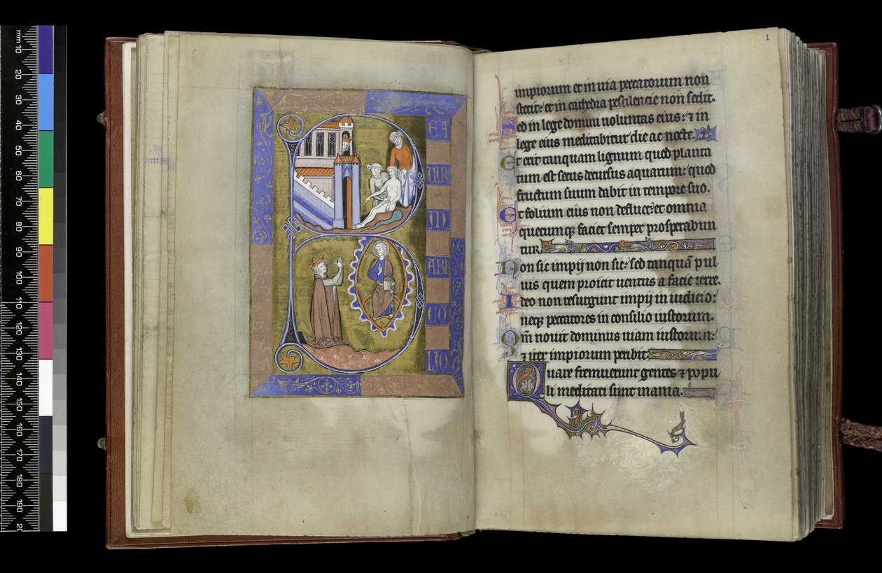 MS 300 f.XIII-1r, z Psałterza i Godzin Izabeli Francuskiej, Paryż, ok. 1265-70 (pióro i tusz oraz tempera na pergaminie) autorstwa French School