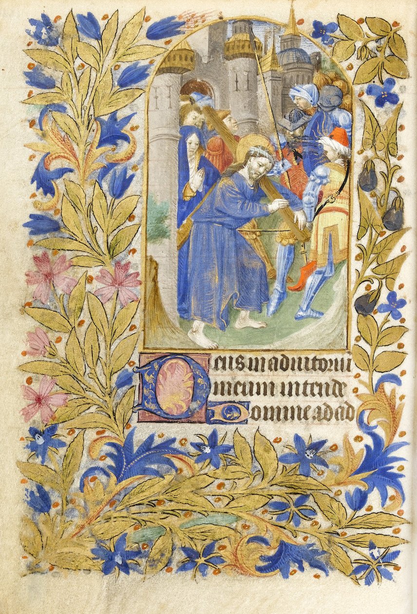 MS 39-1950 f.146v Chrystus niosący krzyż, 1464 (złoty, srebrny i kolorowy tusz na pergaminie) autorstwa French School