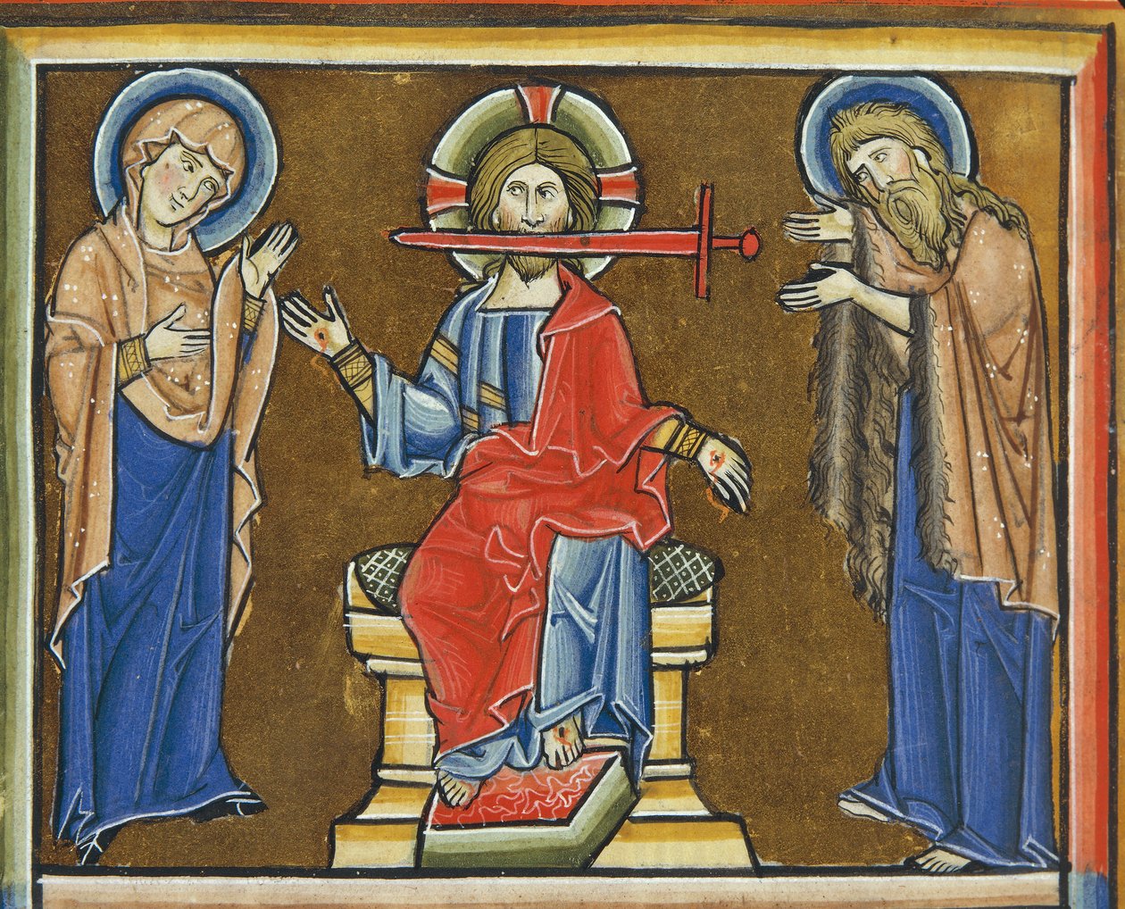 MS CXXXVII, Chrystus Apokalipsy, z Psałterza św. Elżbiety (tempera i złoty płatek na welinie) autorstwa French School