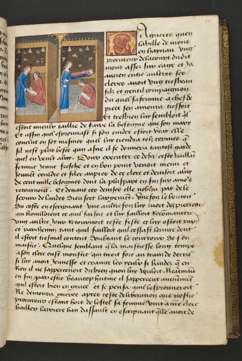 MS Hunter 252 050r Strona ze stu nowych wiadomości, c.1461-62 autorstwa French School