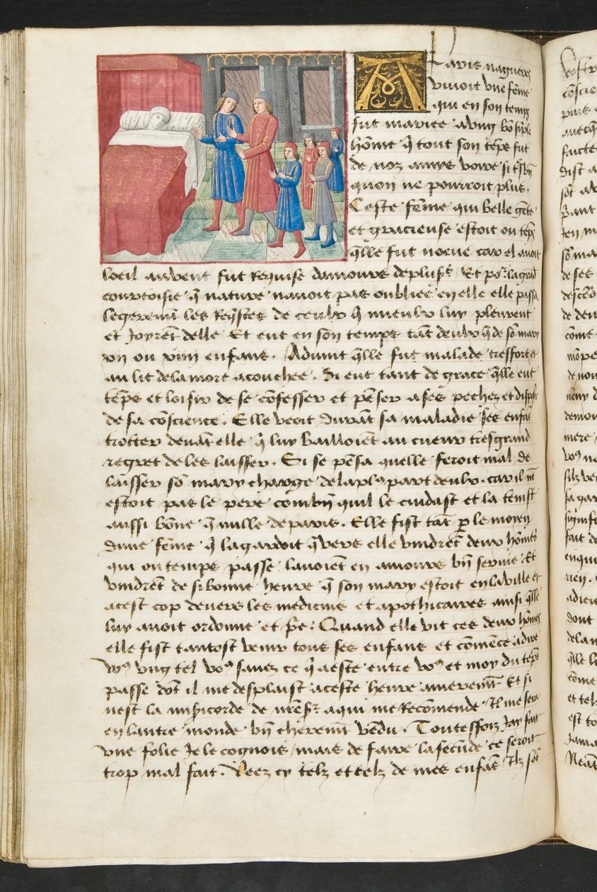 MS Hunter 252 116v Strona z Cent Nouvelles Nouvelles, c.1461-62 autorstwa French School
