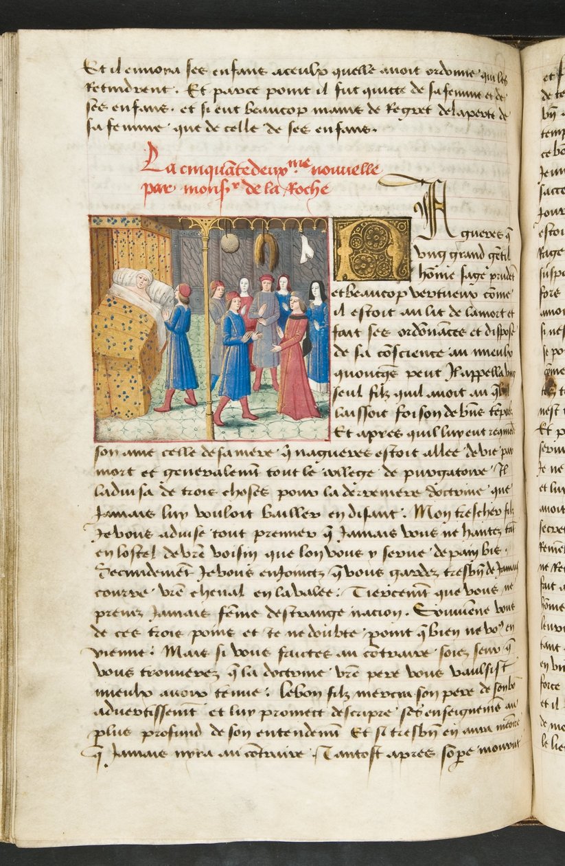 MS Hunter 252 117v Strona z Cent Nouvelles Nouvelles, c.1461-62 autorstwa French School