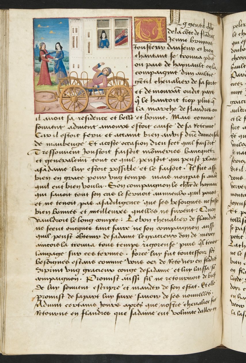 MS Hunter 252 122v Strona z Cent Nouvelles Nouvelles, c.1461-62 autorstwa French School