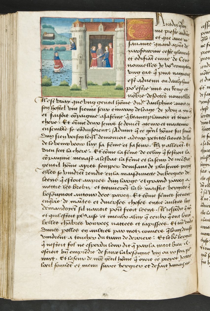 MS Hunter 252 127v Strona z Cent Nouvelles Nouvelles, c.1461-62 autorstwa French School