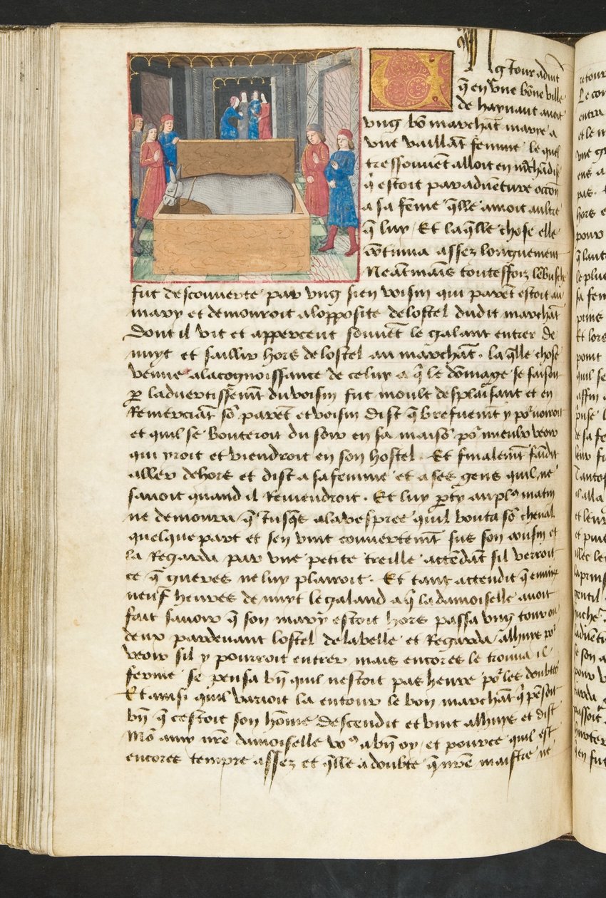 MS Hunter 252 134v Strona z Cent Nouvelles Nouvelles, c.1461-62 autorstwa French School