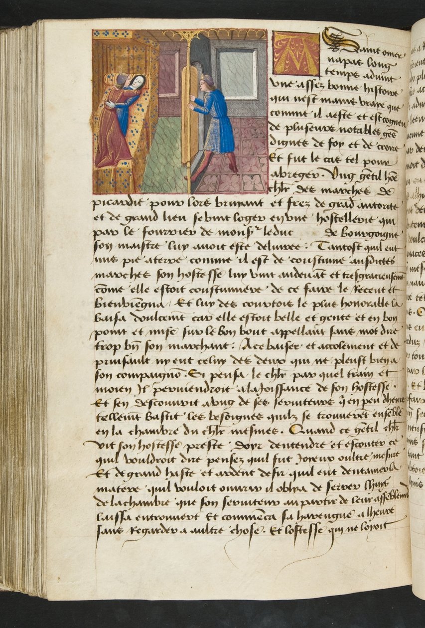 MS Hunter 252 154v Strona z Cent Nouvelles Nouvelles, c.1461-62 autorstwa French School
