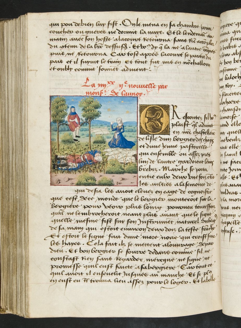 MS Hunter 252 172v Strona z Cent Nouvelles Nouvelles, c.1461-62 autorstwa French School