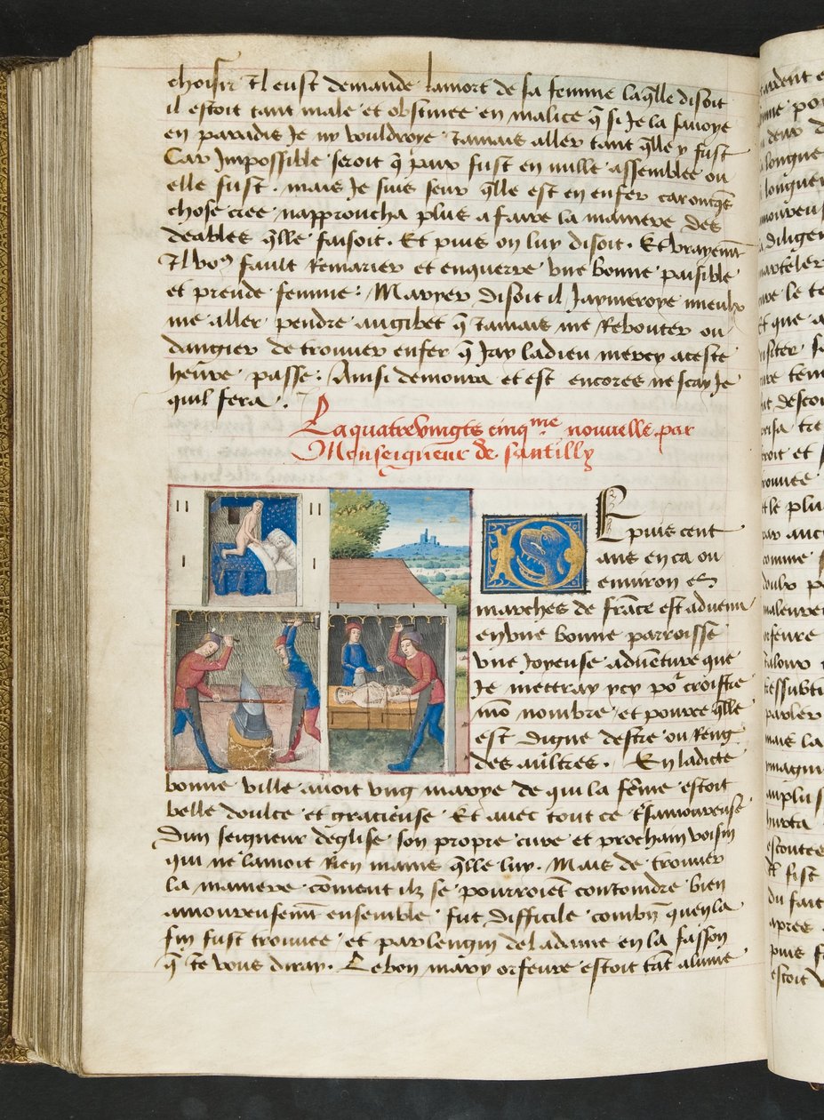 MS Hunter 252 175v Strona z Hundred New News, c.1461-62 autorstwa French School