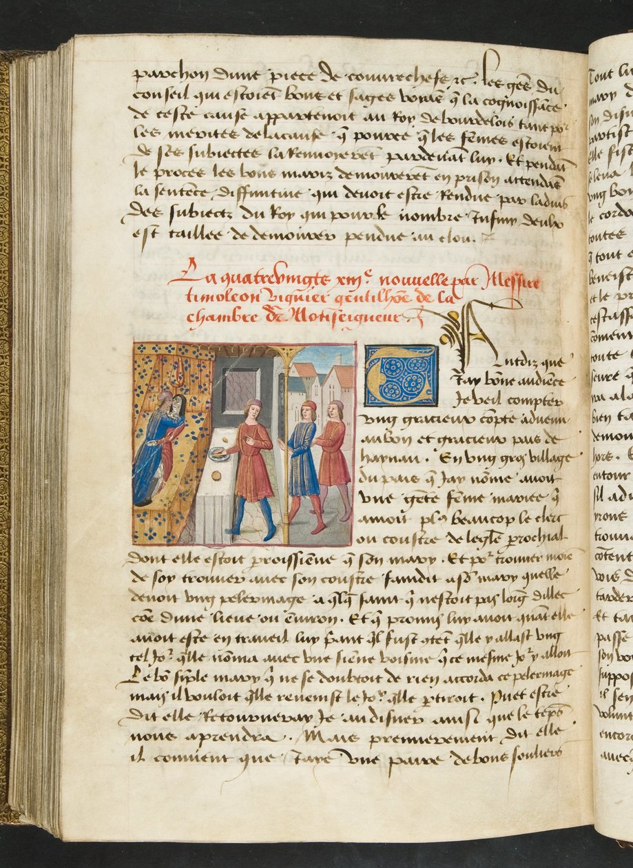 MS Hunter 252 187v Strona z Cent Nouvelles Nouvelles, c.1461-62 autorstwa French School