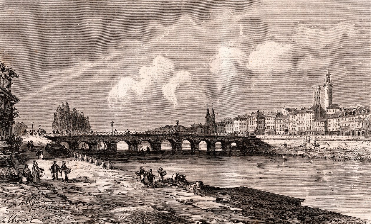 Macon - Bourgogne-Franche-Comte - grawer w „La France illustrée: geografia, historia, administracja statystyczna” autorstwa V.A. Malt-Browna. 1884 autorstwa French School