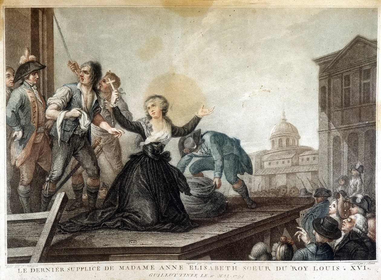 Madame Anne Elisabeth, siostra króla Ludwika XVI (1764-1793), gilotyna autorstwa French School