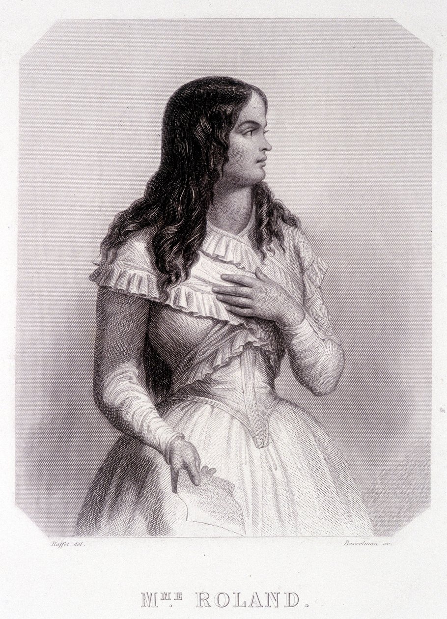Madame Roland (lub Roland de la plataière, Jeanne Marie lub Monon Philipon), francuska polityk (1754-1793) - rycina autorstwa French School