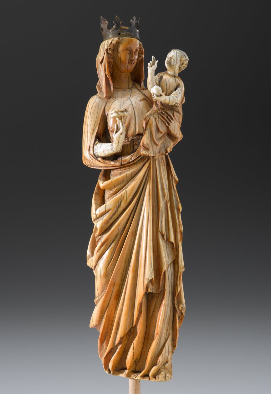 Madonna z Dzieciątkiem, c.1260-1290 (kość słoniowa i metal) autorstwa French School