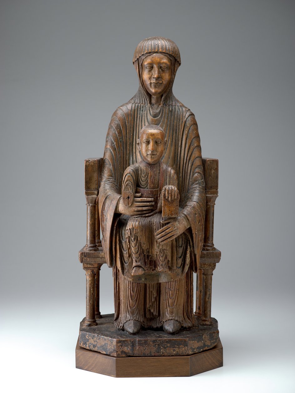 Madonna z Dzieciątkiem w Królewskiej Mości, ok. 1150-1200 (drewno, ślady polichromii) autorstwa French School