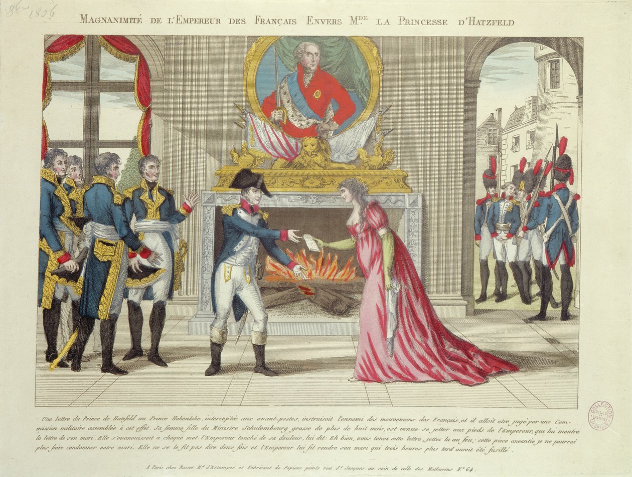 Wielkoduszność cesarza Napoleona wobec księżnej Hatzfeld, 1806 autorstwa French School