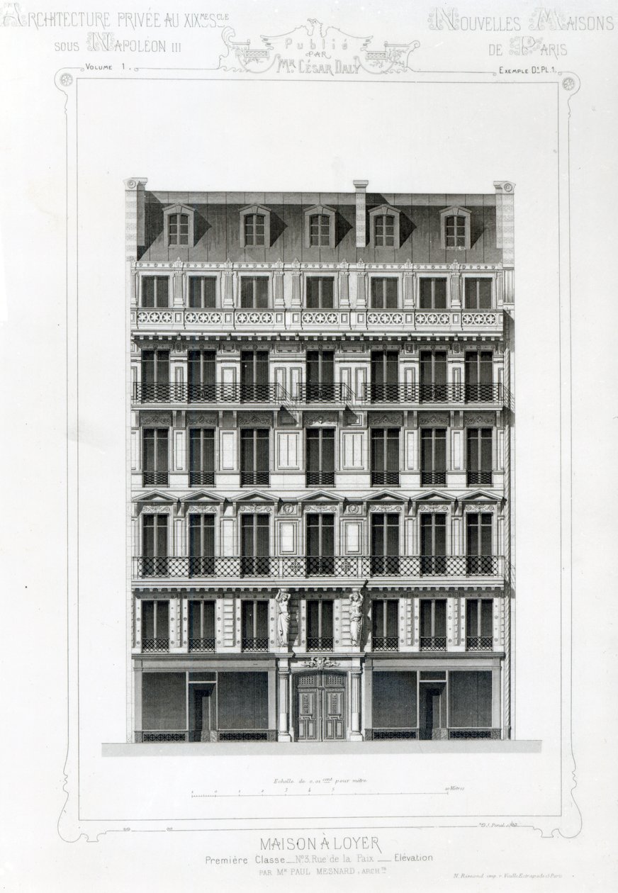 Dom do wynajęcia, nr 3 Rue de la Paix, Paryż; Architektura prywatna w XIX wieku autorstwa French School
