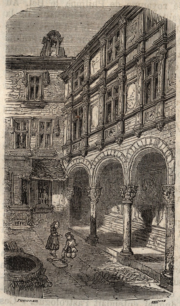 Dom mówi się, że to Agnes Sorel lub Hotel Euverte-Hatte (1524) w Orleanie - grawer w „Histoire de France” Victora Duruy (1811-1894) - 1882 autorstwa French School