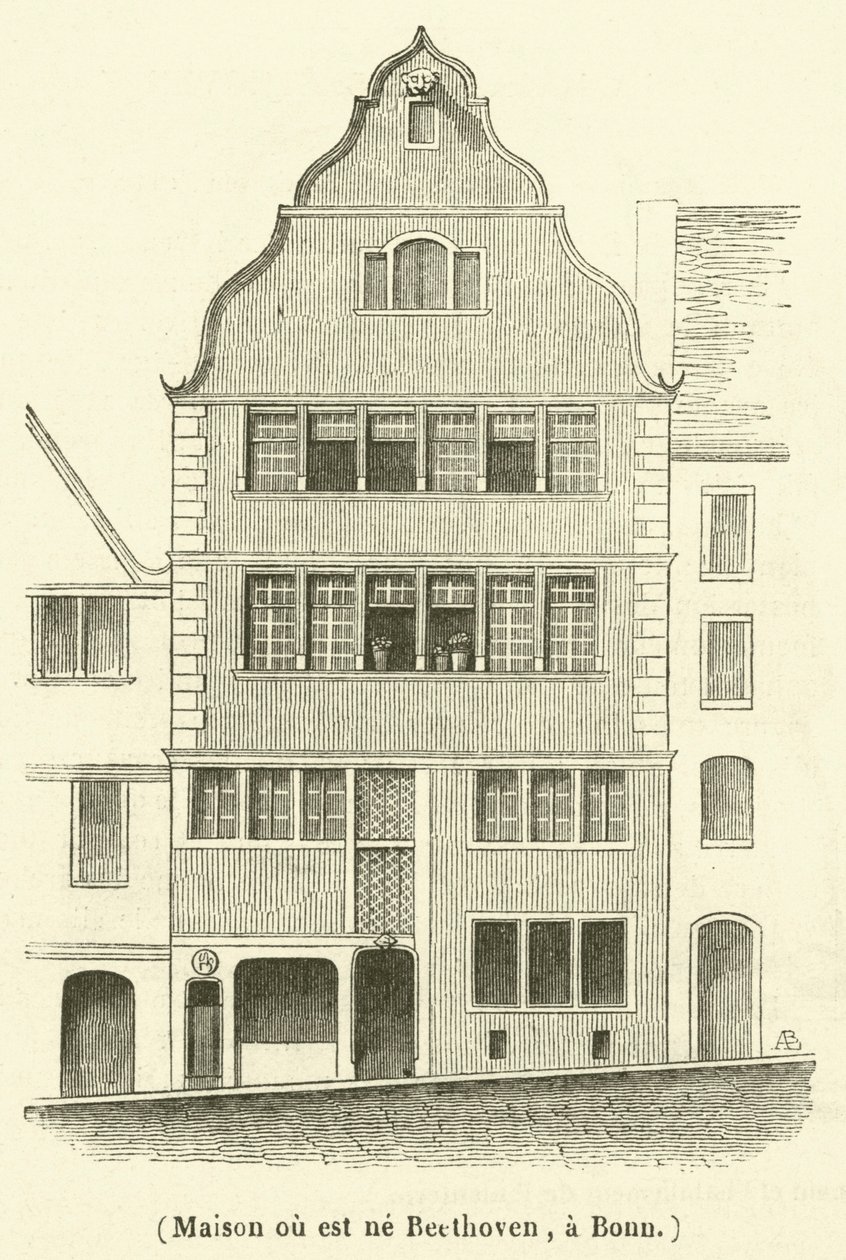 Maison ou est ne Beethoven, a Bonn (rycina) autorstwa French School