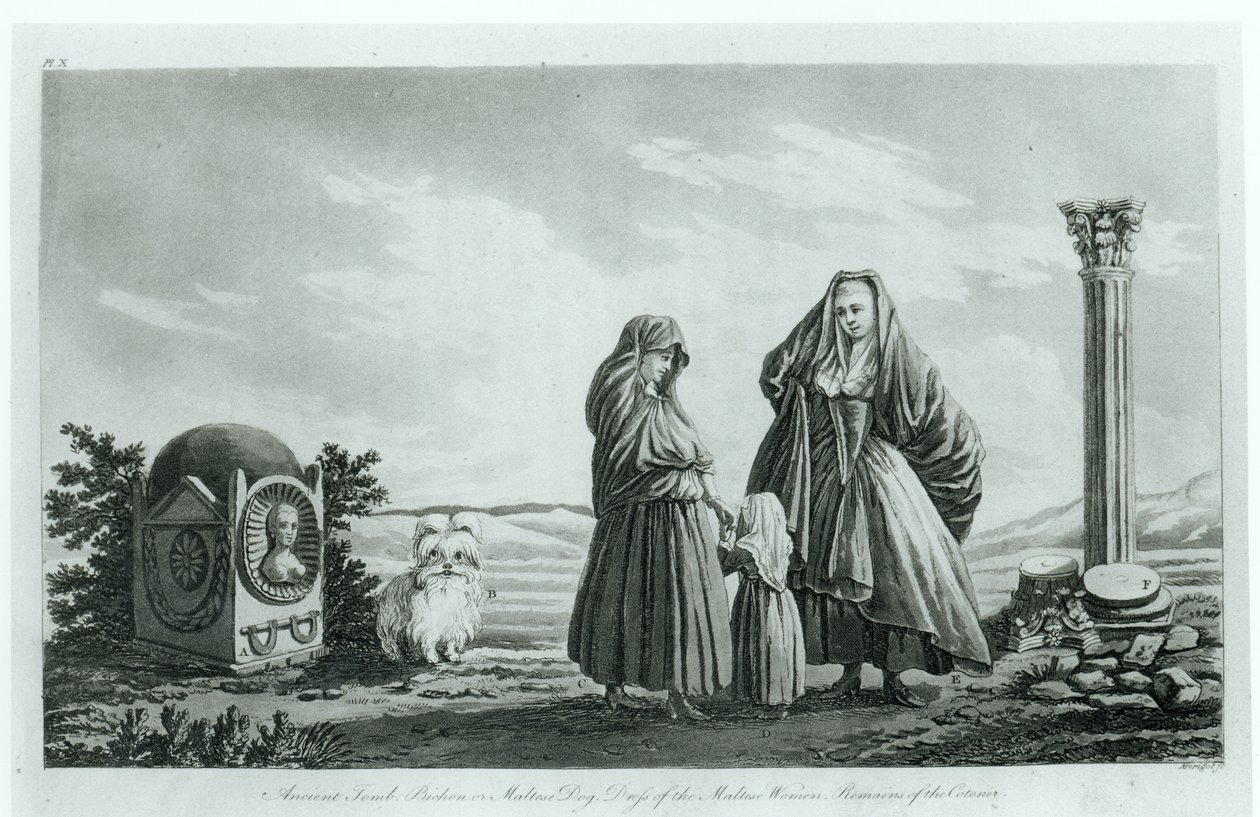 Kobiety maltańskie, ze starożytnej i współczesnej Malty autorstwa Pierre Marie Louis de Boisgelin de Kerdu, opublikowane w 1805 r. autorstwa French School