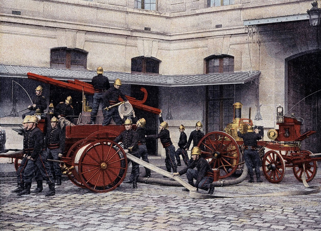 Manewry ogólne strażaków Paryża - w „Album militaire” - Strażacy autorstwa French School