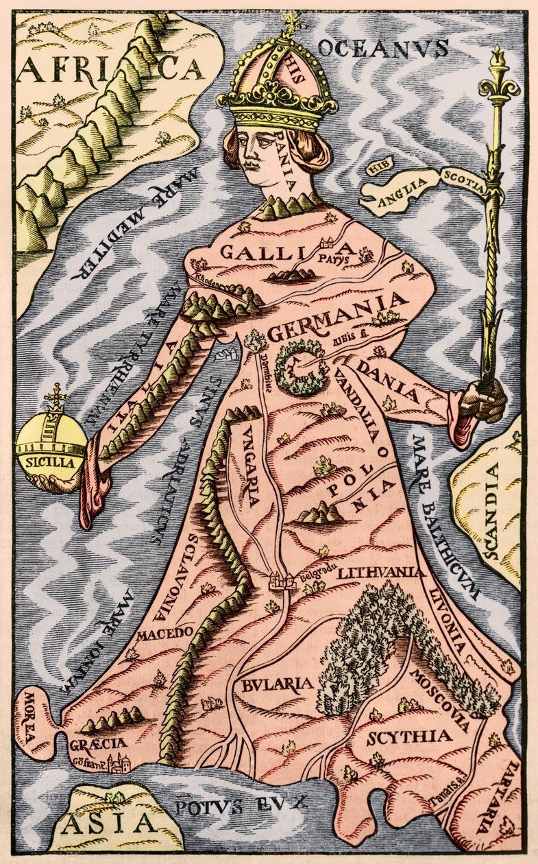 Mapa Europy, ilustracja z Le Magasin Pittoresque, 1849 autorstwa French School
