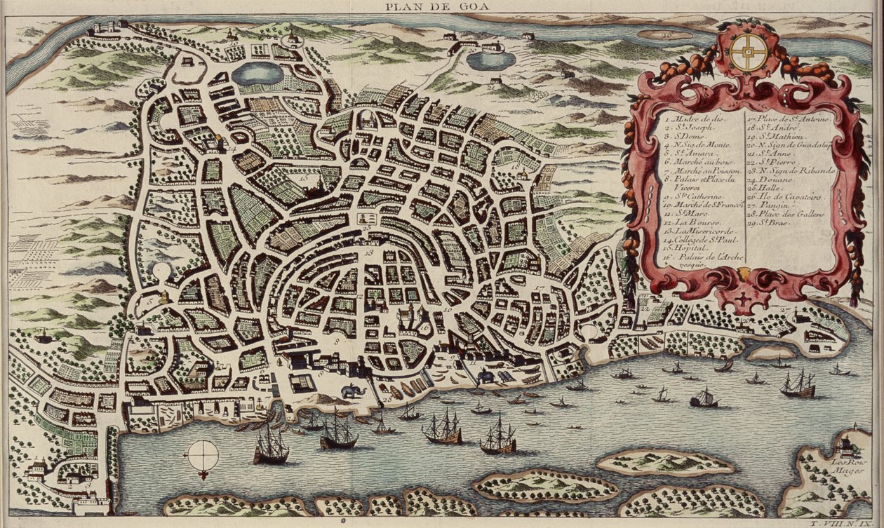 Mapa Goa, z Histoire generale des voyages, 1750 (kolor grawerowany) autorstwa French School