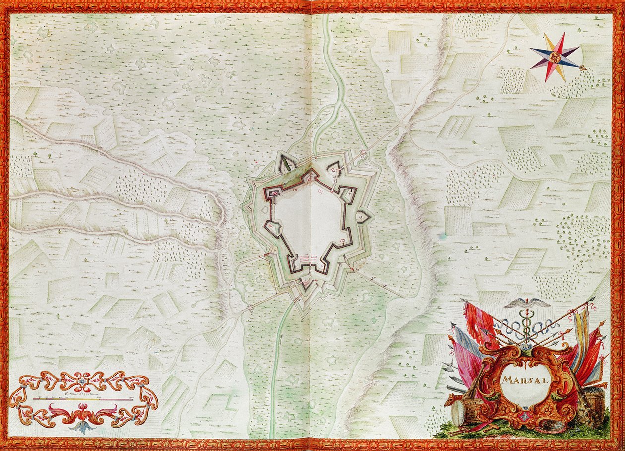 Mapa Marsala, z Atlasu Ludwika XIV autorstwa French School